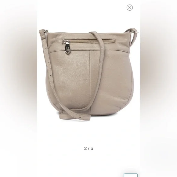 Christopher Kon Celi Small Leather Crossbody Bag in light grey. - Picture 2 of 14